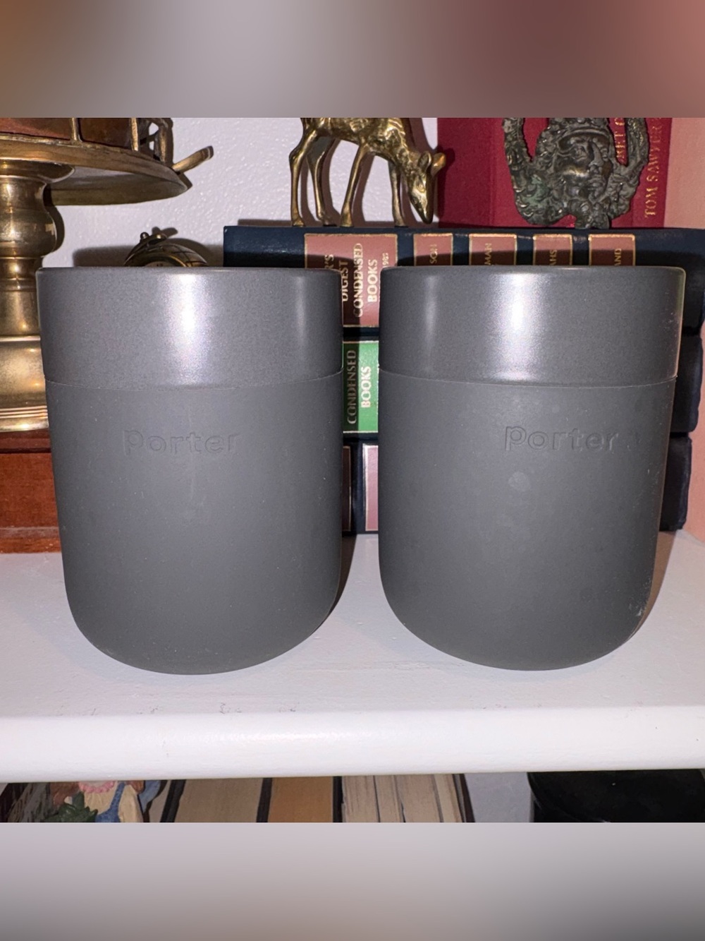 PORTER Matte Gray Double Tumbler Set with protective silicone